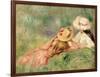 Young Girls on the River Bank-Pierre-Auguste Renoir-Framed Giclee Print