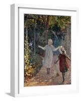 Young Girls Playing in the Garden, Fillettes Jouant Dans Un Jardin-Henri Lebasque-Framed Giclee Print