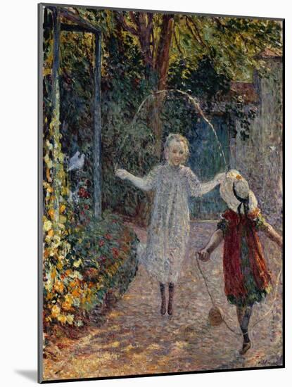 Young Girls Playing in the Garden, Fillettes Jouant Dans Un Jardin-Henri Lebasque-Mounted Giclee Print
