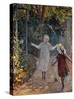 Young Girls Playing in the Garden, Fillettes Jouant Dans Un Jardin-Henri Lebasque-Stretched Canvas
