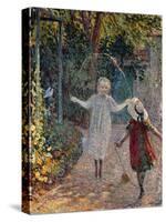 Young Girls Playing in the Garden-Henri Lebasque-Stretched Canvas