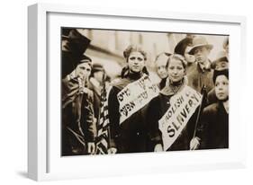 Young Girls Protest Child Labor in New York Rally and Carry Yiddish Signs-null-Framed Art Print