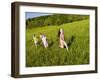 Young girls running in field, Sabins Pasture, Montpelier, Vermont, USA-Jerry & Marcy Monkman-Framed Photographic Print