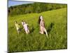 Young girls running in field, Sabins Pasture, Montpelier, Vermont, USA-Jerry & Marcy Monkman-Mounted Photographic Print