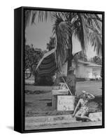 Young Girls Selling Lemonade from a Sidewalk Stand-Nina Leen-Framed Stretched Canvas