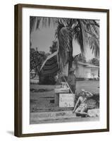 Young Girls Selling Lemonade from a Sidewalk Stand-Nina Leen-Framed Photographic Print