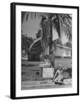 Young Girls Selling Lemonade from a Sidewalk Stand-Nina Leen-Framed Photographic Print