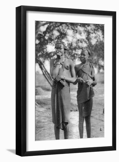 Young Girls with Sticks in their Noses and Lips, Terrakekka to Aweil, Sudan, 1925-Thomas A Glover-Framed Giclee Print