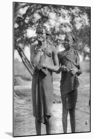 Young Girls with Sticks in their Noses and Lips, Terrakekka to Aweil, Sudan, 1925-Thomas A Glover-Mounted Giclee Print