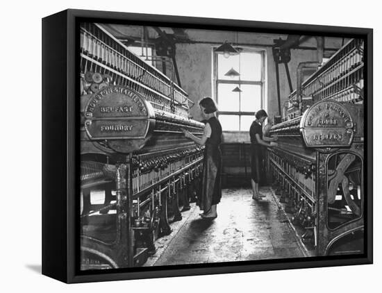 Young Girls Working in the Hot, Damp and Dirty York Street Flax Spinning Co-William Vandivert-Framed Stretched Canvas