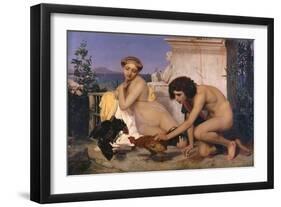 Young Greeks Attending a Cock Fight (The Cock Fight), 1846-Jean-Léon Gerôme-Framed Giclee Print