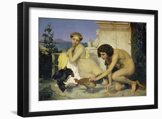 Young Greeks Encouraging Cocks to Fight, 1846-Jean-Léon Gérome-Framed Premium Giclee Print