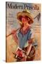 Young Grils Has a Hoe and a Gardening Basket-Modern Priscilla-Stretched Canvas