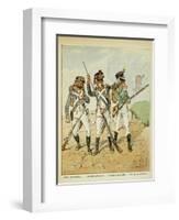 Young Guard: Conscript Grenadier, Tirailleur-Grenadier, and Flanqueur-Chasseur-Louis Bombled-Framed Art Print