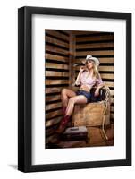 Young, Happy and Sexy Cowgirl in Western Style-shmeljov-Framed Photographic Print
