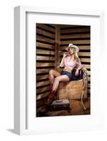 Young, Happy and Sexy Cowgirl in Western Style-shmeljov-Framed Photographic Print