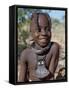 Young Himba Girl, Her Body Lightly Smeared with Mixture of Red Ochre, Butterfat and Herbs, Namibia-Nigel Pavitt-Framed Stretched Canvas