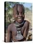 Young Himba Girl, Her Body Lightly Smeared with Mixture of Red Ochre, Butterfat and Herbs, Namibia-Nigel Pavitt-Stretched Canvas