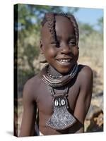 Young Himba Girl, Her Body Lightly Smeared with Mixture of Red Ochre, Butterfat and Herbs, Namibia-Nigel Pavitt-Stretched Canvas