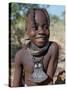 Young Himba Girl, Her Body Lightly Smeared with Mixture of Red Ochre, Butterfat and Herbs, Namibia-Nigel Pavitt-Stretched Canvas