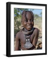 Young Himba Girl, Her Body Lightly Smeared with Mixture of Red Ochre, Butterfat and Herbs, Namibia-Nigel Pavitt-Framed Photographic Print