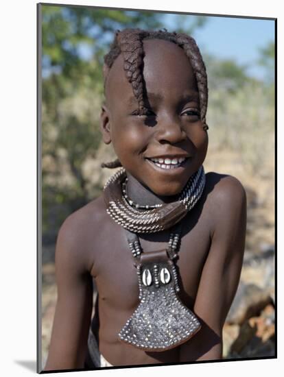 Young Himba Girl, Her Body Lightly Smeared with Mixture of Red Ochre, Butterfat and Herbs, Namibia-Nigel Pavitt-Mounted Photographic Print