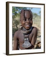 Young Himba Girl, Her Body Lightly Smeared with Mixture of Red Ochre, Butterfat and Herbs, Namibia-Nigel Pavitt-Framed Photographic Print