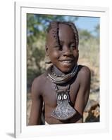 Young Himba Girl, Her Body Lightly Smeared with Mixture of Red Ochre, Butterfat and Herbs, Namibia-Nigel Pavitt-Framed Photographic Print