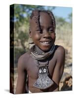 Young Himba Girl, Her Body Lightly Smeared with Mixture of Red Ochre, Butterfat and Herbs, Namibia-Nigel Pavitt-Stretched Canvas