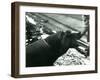 Young Hippopotamus 'Bobbie' with a Keeper at London Zoo, September 1920-Frederick William Bond-Framed Photographic Print