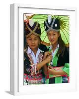 Young Hmong Women in Traditional Dress, Lao New Year Festival, Luang Prabang, Laos, Indochina-null-Framed Photographic Print