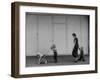 Young Housewife Walking with Her Three Children-Mark Kauffman-Framed Photographic Print