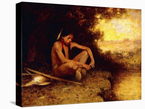 Young Hunter by a Stream-Eanger Irving Couse-Stretched Canvas