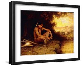 Young Hunter by a Stream-Eanger Irving Couse-Framed Giclee Print