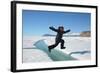 Young Inuit Boy Jumping over a Crack on Ice Floe, Ellesmere Island, Nanavut, Canada, June 2012-Eric Baccega-Framed Photographic Print