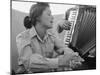 Young Israeli Woman Singing While Accompanied by Someone Playing an Accordion-Paul Schutzer-Mounted Photographic Print