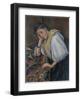 Young Italian Woman at a Table, C.1895-1900-Paul Cézanne-Framed Giclee Print