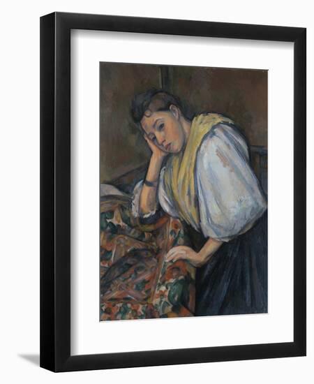 Young Italian Woman at a Table, C.1895-1900-Paul Cézanne-Framed Giclee Print