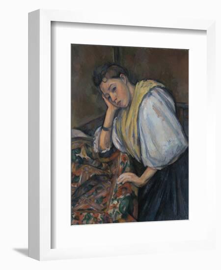 Young Italian Woman at a Table, C.1895-1900-Paul Cézanne-Framed Giclee Print