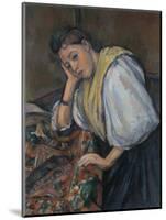 Young Italian Woman at a Table, C.1895-1900-Paul Cézanne-Mounted Giclee Print