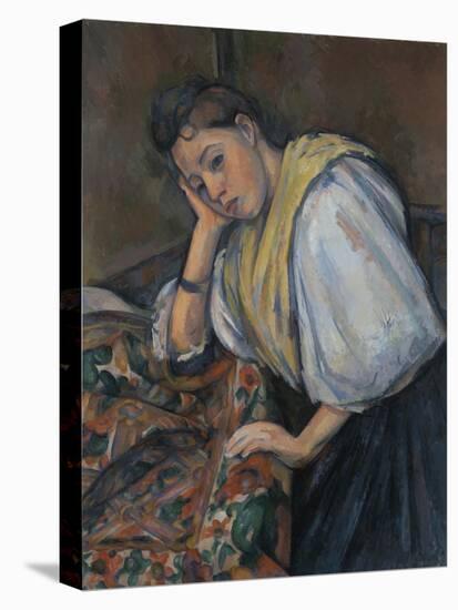 Young Italian Woman at a Table, C.1895-1900-Paul Cézanne-Stretched Canvas