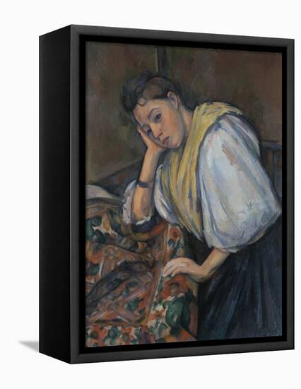 Young Italian Woman at a Table, C.1895-1900-Paul Cézanne-Framed Stretched Canvas