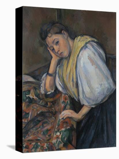 Young Italian Woman at a Table, C.1895-1900-Paul Cézanne-Stretched Canvas