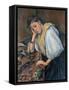 Young Italian Woman at a Table-Paul Cézanne-Framed Stretched Canvas