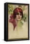 Young Italian Woman in a Red Headscarf-T Corbello-Framed Stretched Canvas