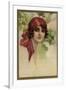 Young Italian Woman in a Red Headscarf-T Corbello-Framed Art Print