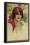 Young Italian Woman in a Red Headscarf-T Corbello-Framed Stretched Canvas