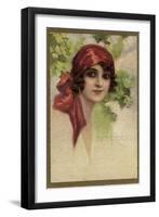 Young Italian Woman in a Red Headscarf-T Corbello-Framed Art Print