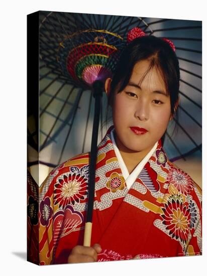 Young Japanese Girl in Kimono, Japan-Gavin Hellier-Stretched Canvas