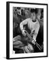 Young Japanese Nisei Playing Guitar in the Stockade at Tule Lake Segregation Center-Carl Mydans-Framed Photographic Print